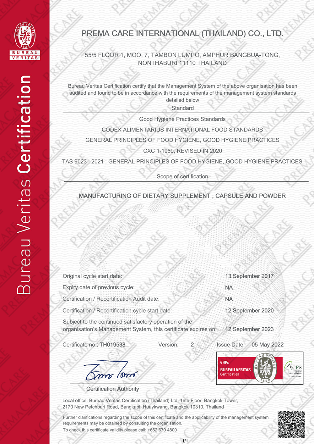 มาตรฐานการผลิตอาหาร Good Hygiene Practices Standard (GHPs)