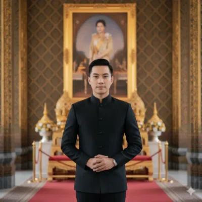 Prompt ชายไทยในฉากในพระราชพิธี (เบลอฉากหลัง)