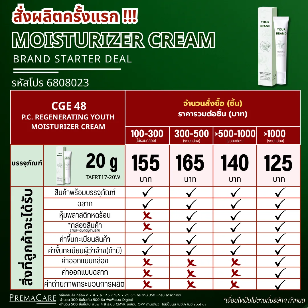 โปรโมชั่นเซตสร้างแบรนด์มอยเจอร์ไรเซอร์ ครีม ครบ จบ พร้อมขาย 