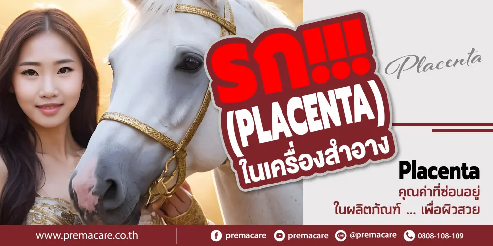 an image of a woman applying a Placenta-based cream skincare หญิงสาวกำลังทาครีมรกเพื่อผิวอ่อนเยาว์และกระจ่างใส